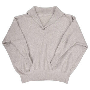 DONNA KARAN Wool Cashmere Dolman Polo Sweater Old Money Quiet Luxury Minimal